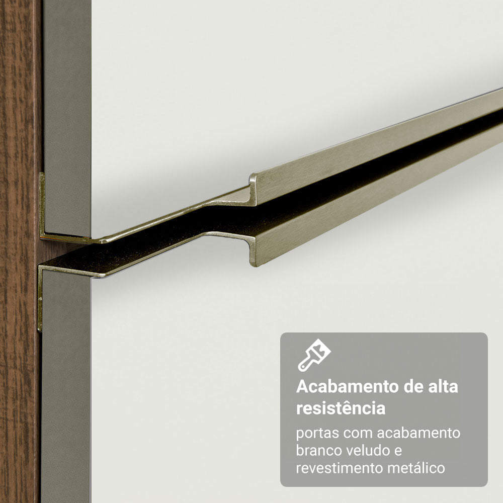 Armário de Cozinha Completa 340cm Rustic/Branco Veludo Lux Madesa 02