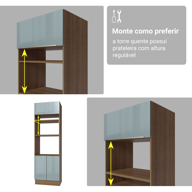Armário de Cozinha Completa 340cm Rustic/Cinza Lux Madesa 02