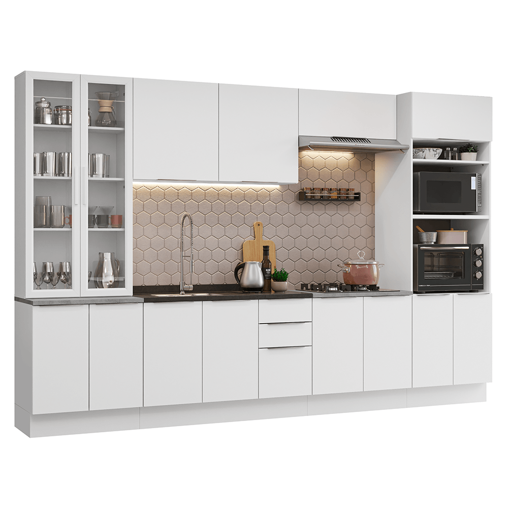Armário de Cozinha Completa 340cm Branco Stella Madesa 01 - Branco