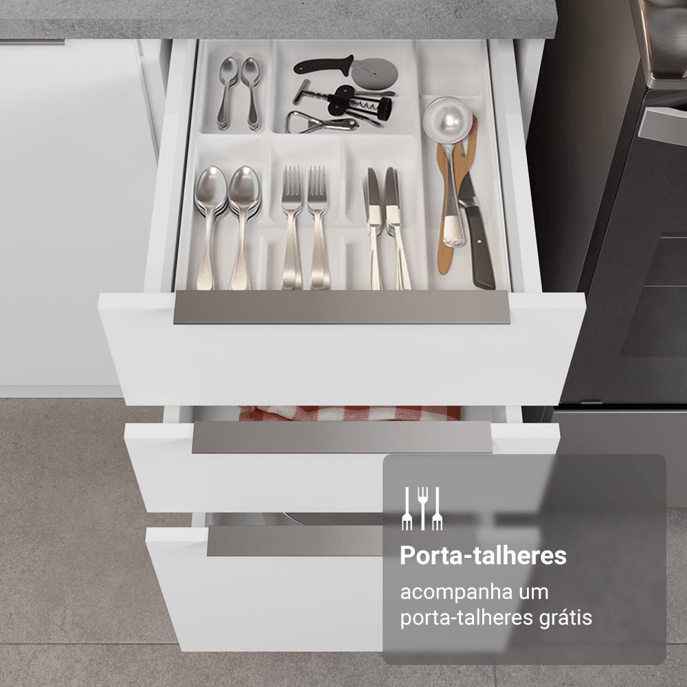 Armário de Cozinha Completa 340cm Branco Stella Madesa 01