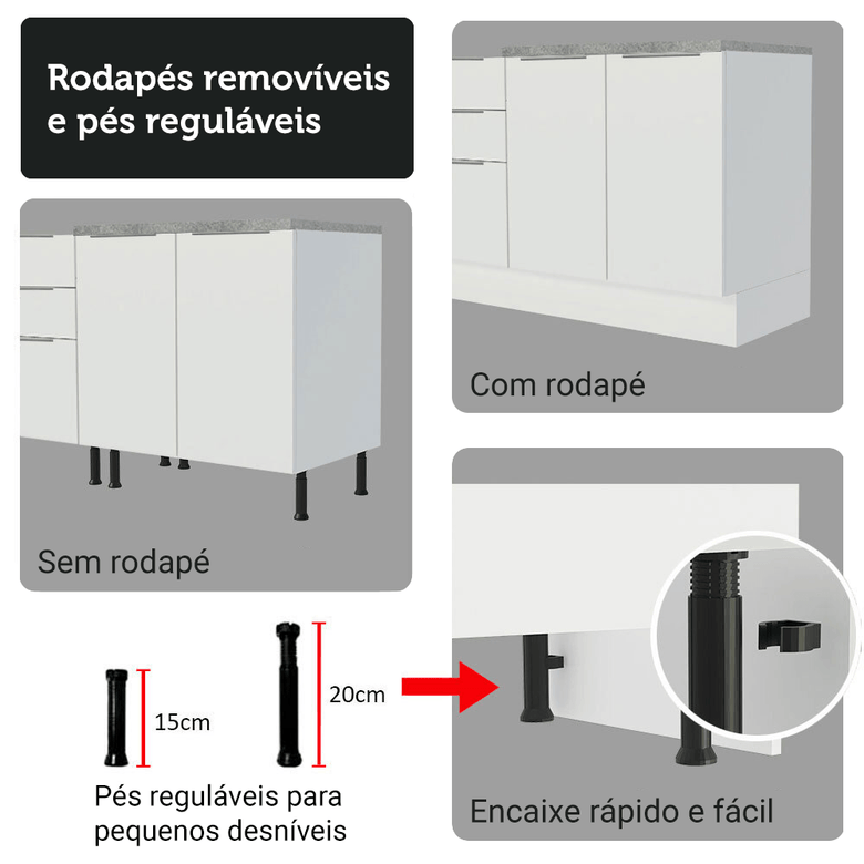 Armário de Cozinha Completa 340cm Branco Stella Madesa 01