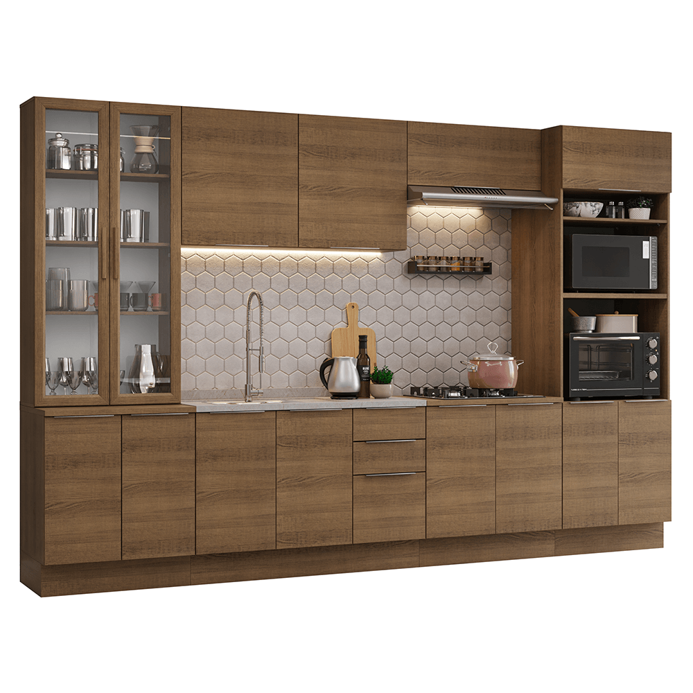 Armário de Cozinha Completa 340cm Rustic Stella Madesa 01 - Rustic