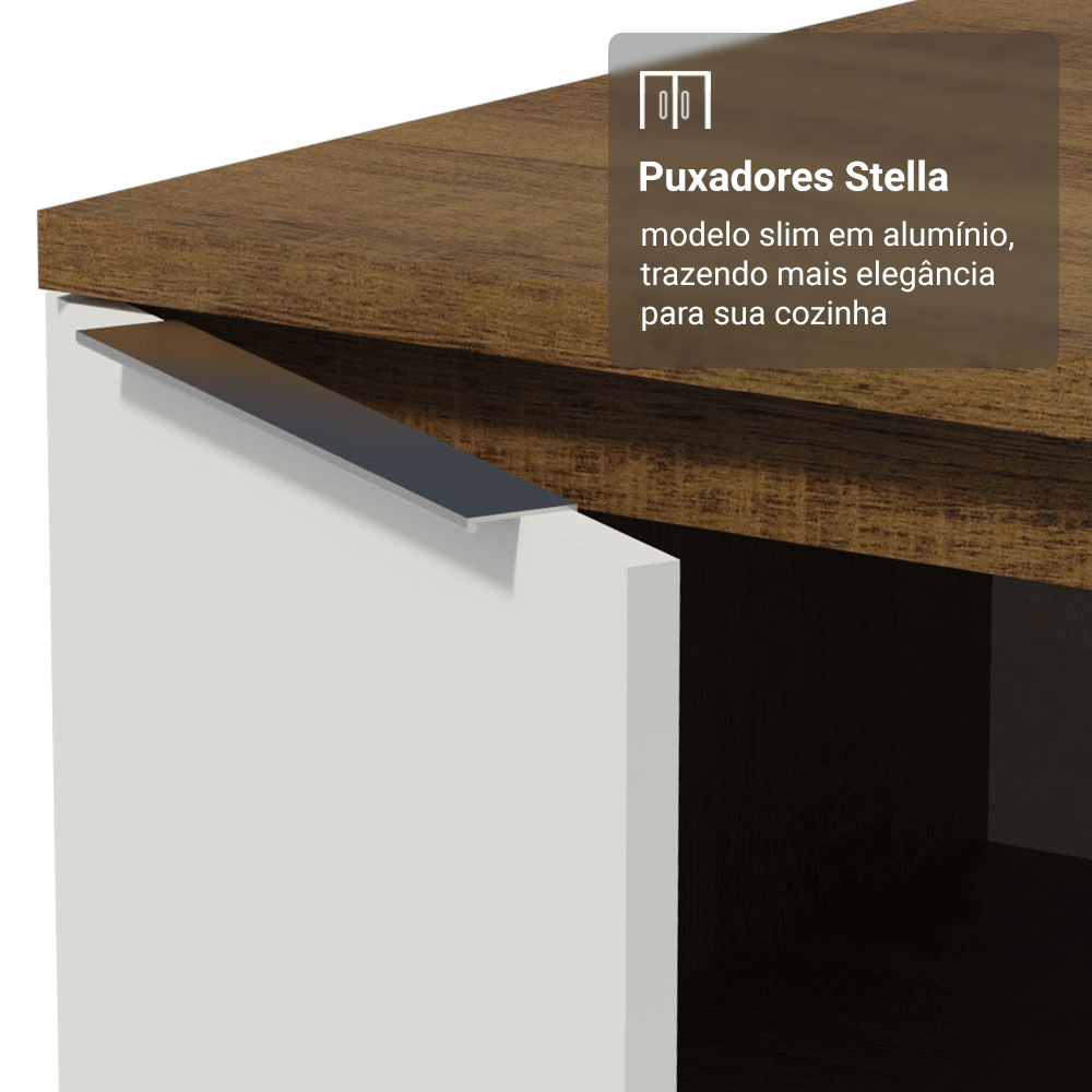 Armário de Cozinha Completa 340cm Rustic/Branco Stella Madesa 01