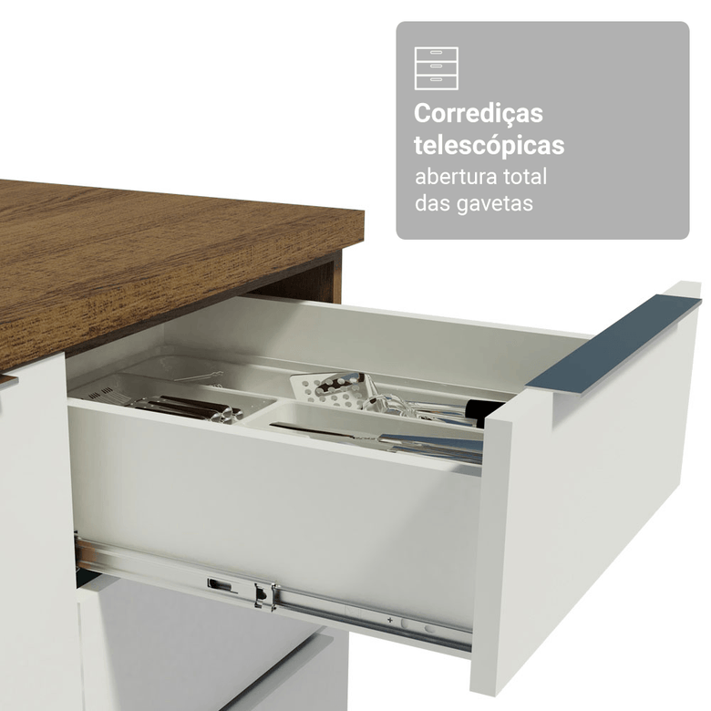 Armário de Cozinha Completa 340cm Rustic/Branco Stella Madesa 01