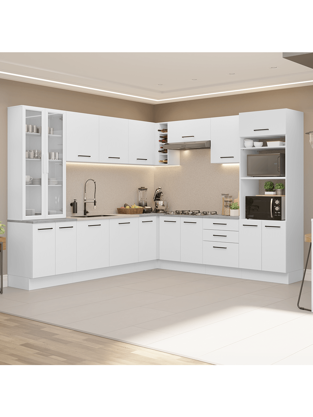 Armário de Cozinha Completa 549cm Branco Agata Madesa 01 - Branco