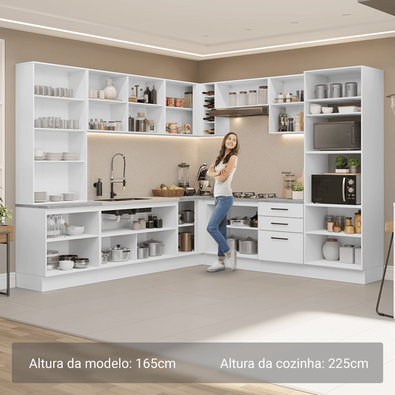 Armário de Cozinha Completa 549cm Branco Agata Madesa 01