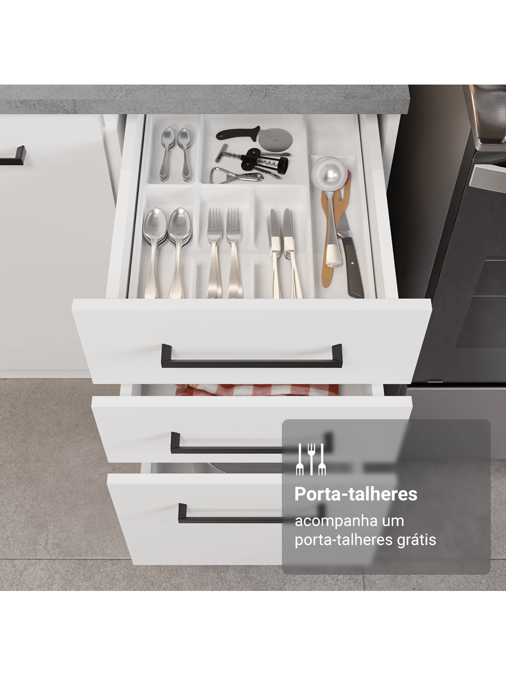 Armário de Cozinha Completa 549cm Branco Agata Madesa 01