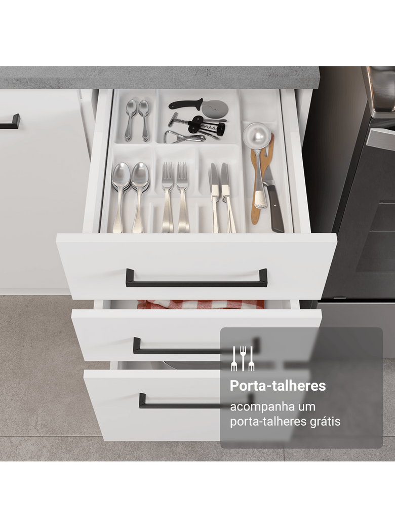 Armário de Cozinha Completa 549cm Branco Agata Madesa 01