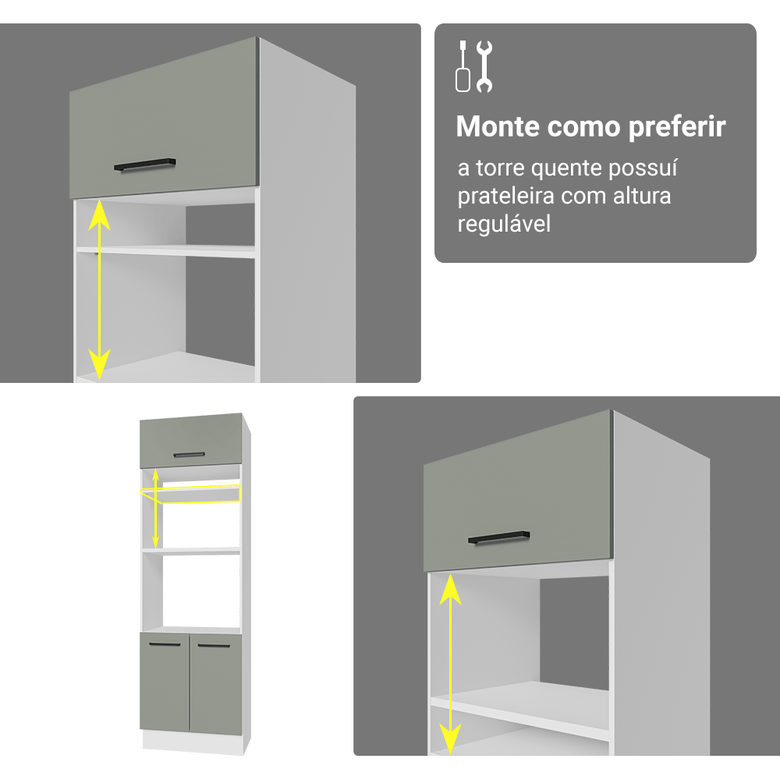 Armário de Cozinha Completa 549cm Branco/Cinza Agata Madesa 01