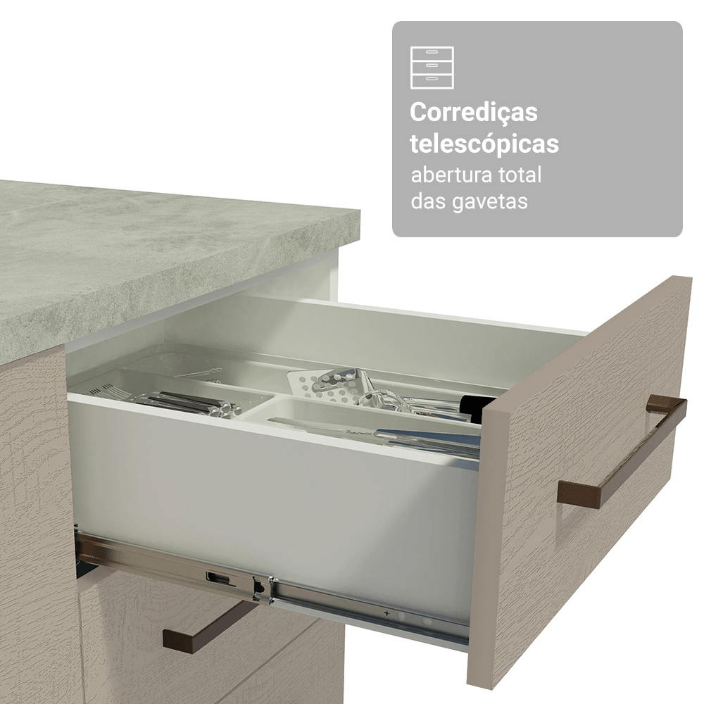 Armário de Cozinha Completa 549cm Branco/Crema Agata Madesa 01