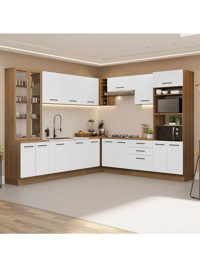 Armário de Cozinha Completa 549cm Rustic/Branco Agata Madesa 01