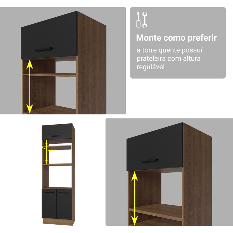 Armário de Cozinha Completa 549cm Rustic/Preto Agata Madesa 01