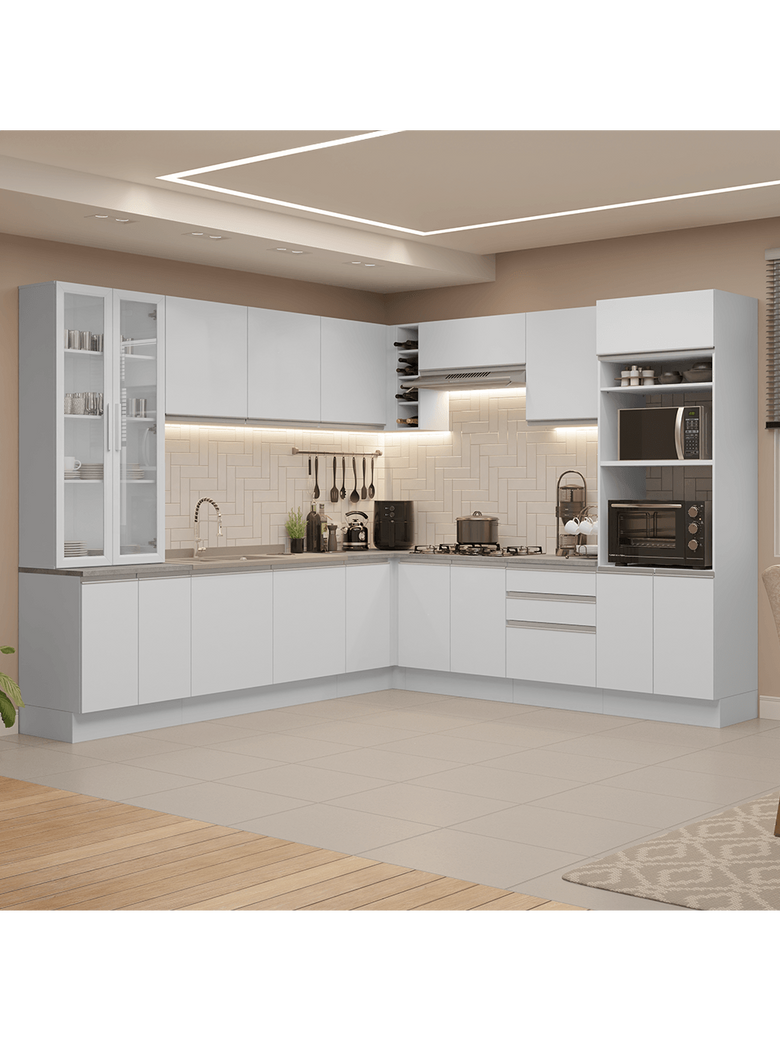 Armário de Cozinha Completa 549cm Branco Glamy Madesa 01