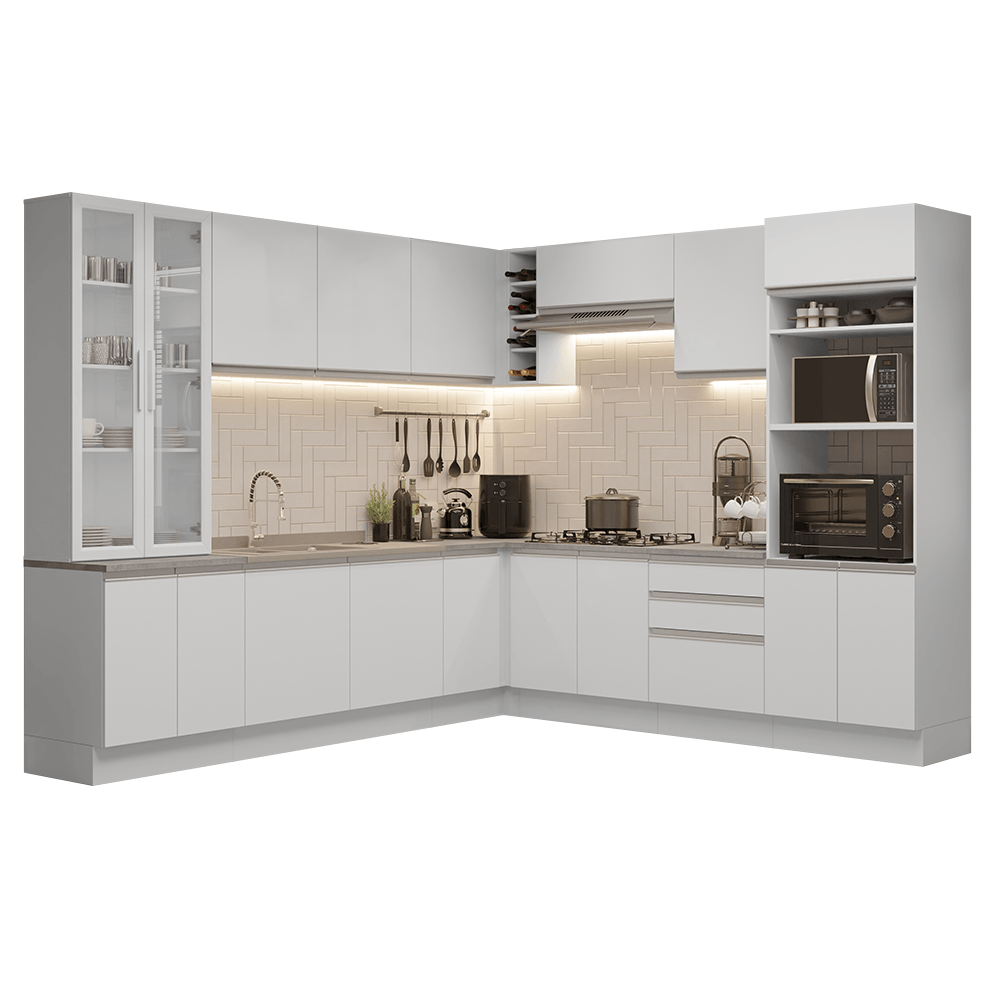 Armário de Cozinha Completa 549cm Branco Glamy Madesa 01 - Branco