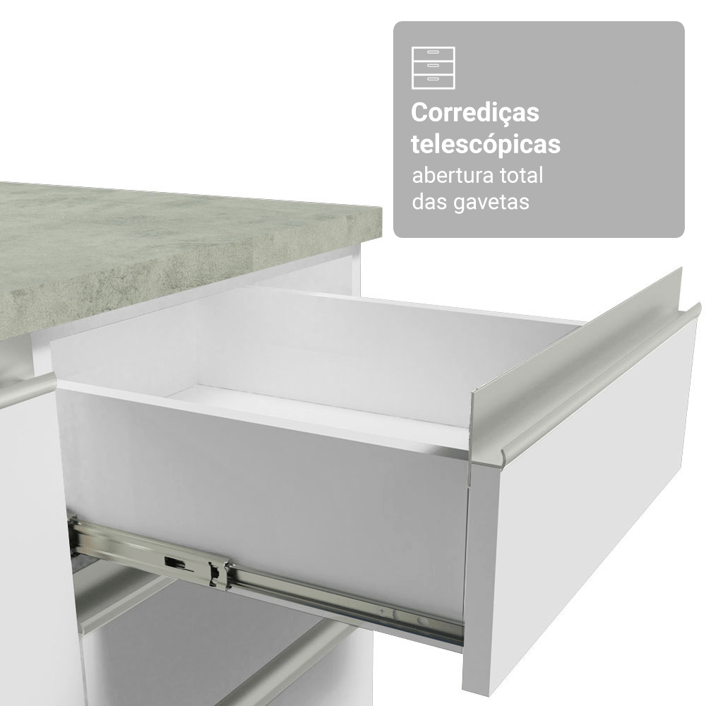 Armário de Cozinha Completa 549cm Branco Glamy Madesa 01