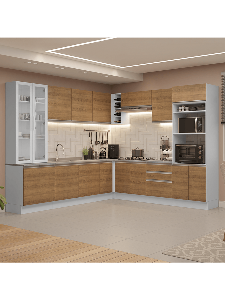 Armário de Cozinha Completa 549cm Branco/Rustic Glamy Madesa 01