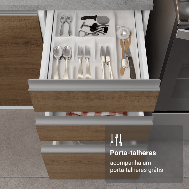 Armário de Cozinha Completa 549cm Branco/Rustic Glamy Madesa 01