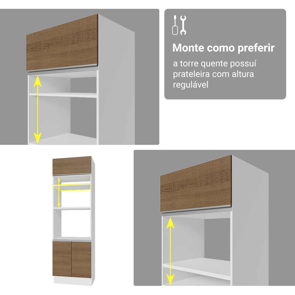 Armário de Cozinha Completa 549cm Branco/Rustic Glamy Madesa 01
