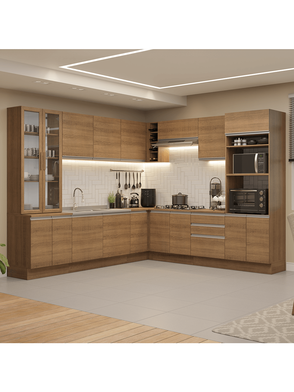 Armário de Cozinha Completa 549cm Rustic Glamy Madesa 01 - Rustic