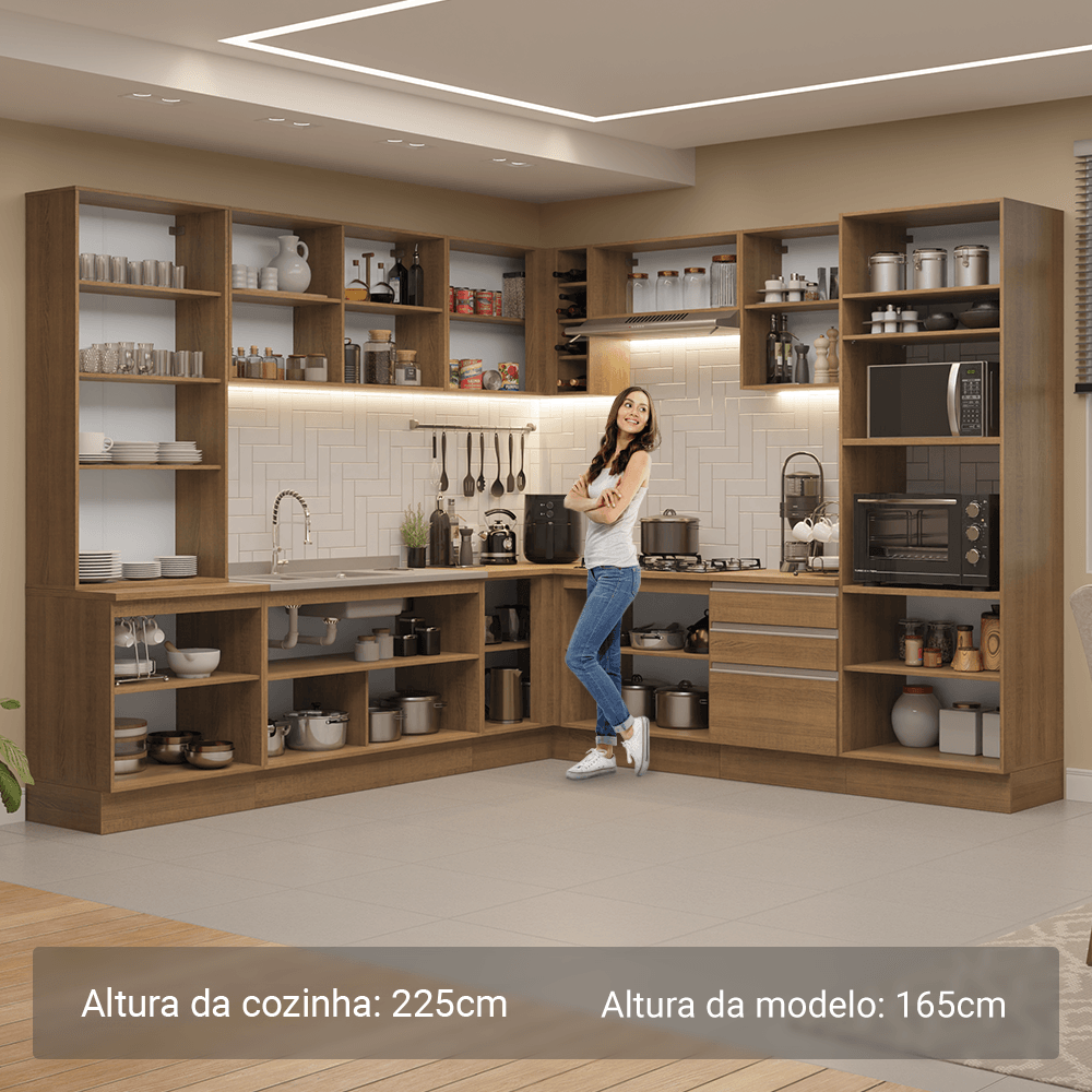 Armário de Cozinha Completa 549cm Rustic Glamy Madesa 01