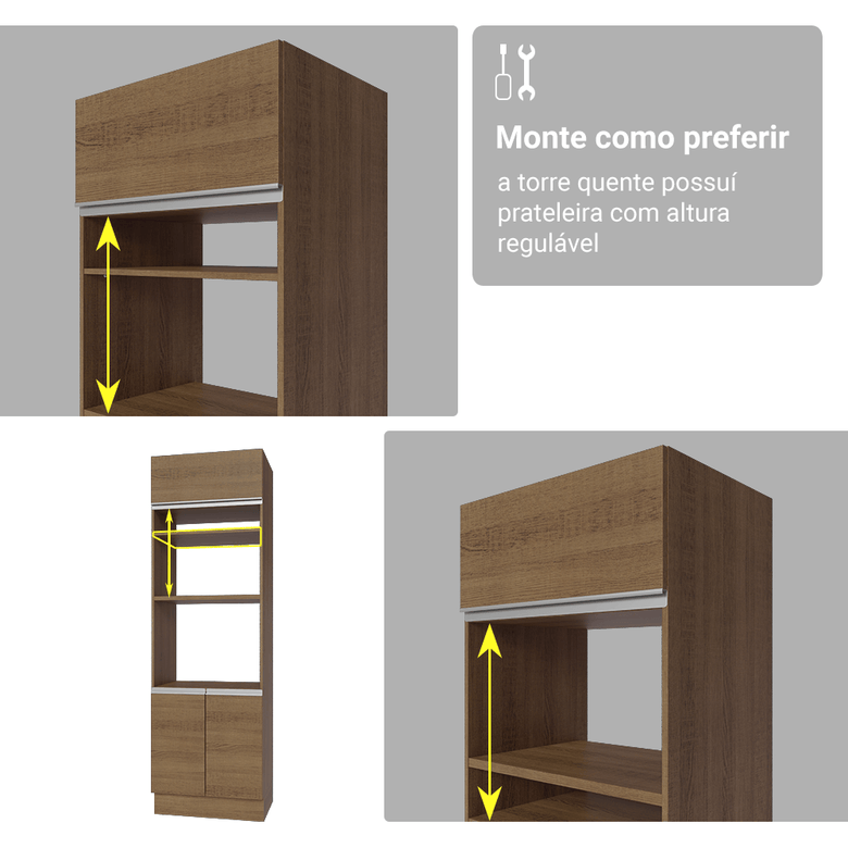 Armário de Cozinha Completa 549cm Rustic Glamy Madesa 01