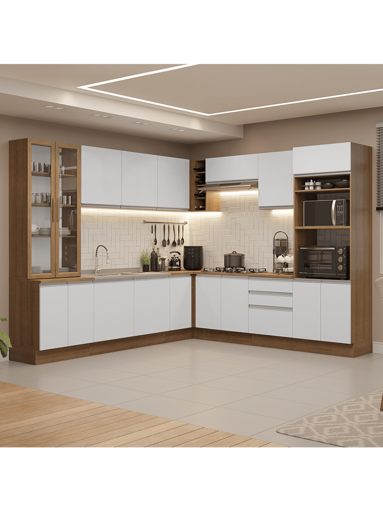 Armário de Cozinha Completa 549cm Rustic/Branco Glamy Madesa 01