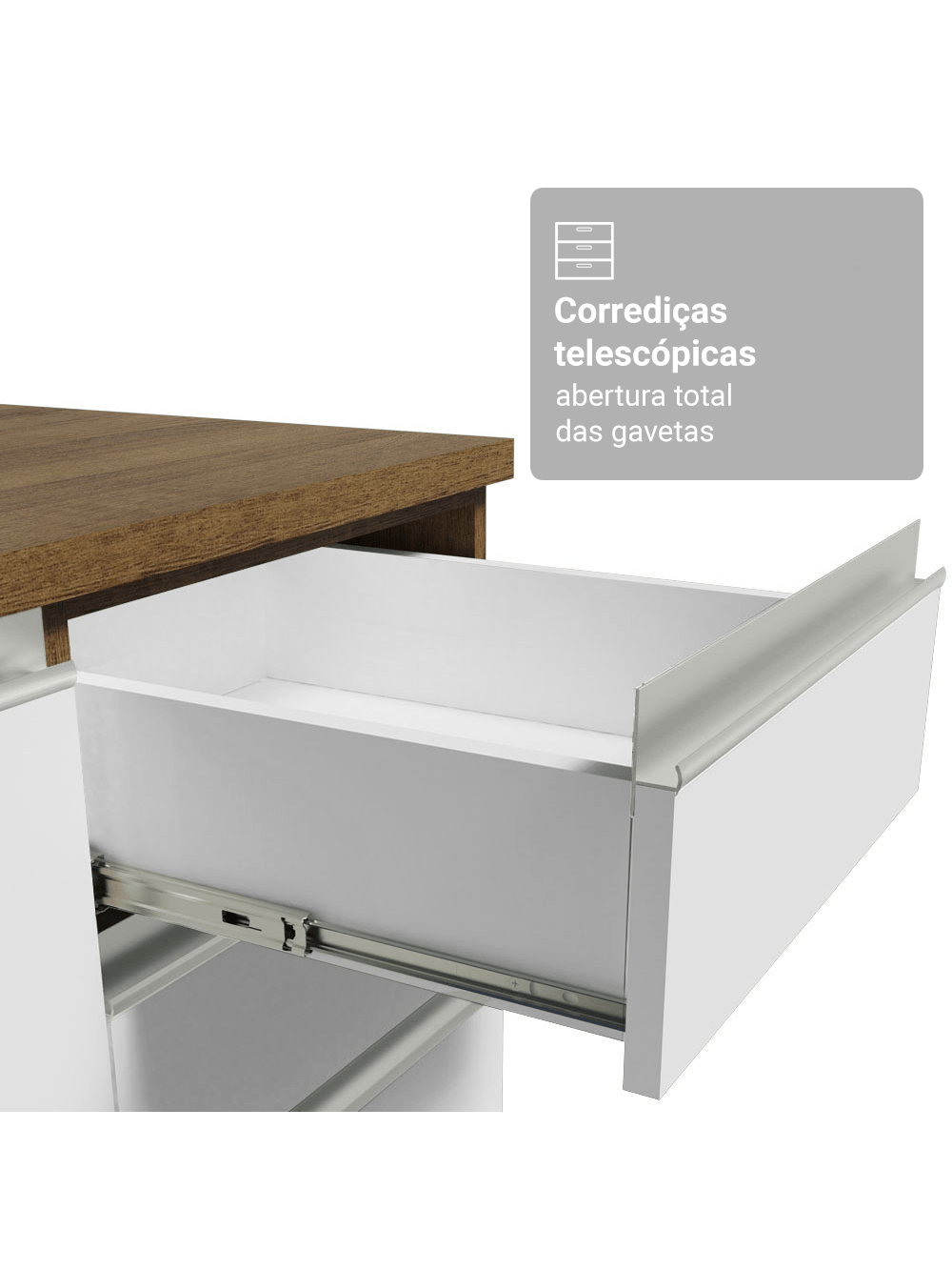 Armário de Cozinha Completa 549cm Rustic/Branco Glamy Madesa 01