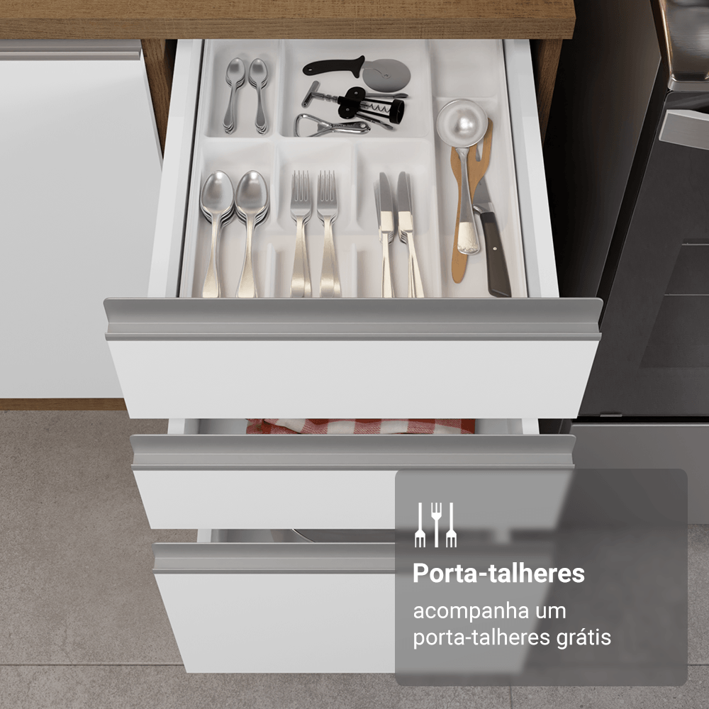 Armário de Cozinha Completa 549cm Rustic/Branco Glamy Madesa 01