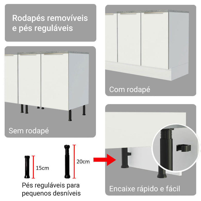 Armário de Cozinha Completa 566cm Banco Veludo Lux Madesa 01