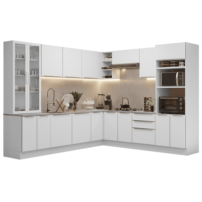 Armário de Cozinha Completa 566cm Banco Veludo Lux Madesa 01