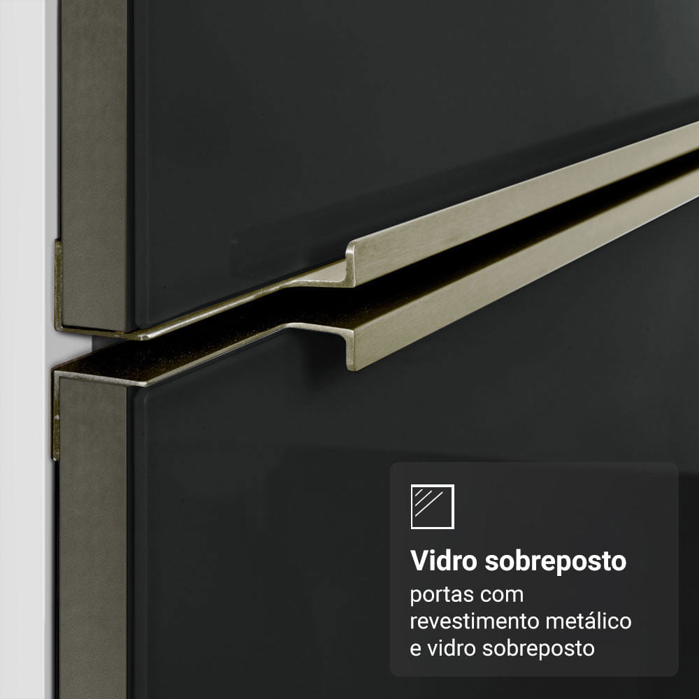 Armário de Cozinha Completa 566cm Branco/Preto Lux Madesa 01
