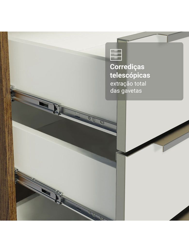 Armário de Cozinha Completa 566cm Rustic/Branco Veludo Lux Madesa 01