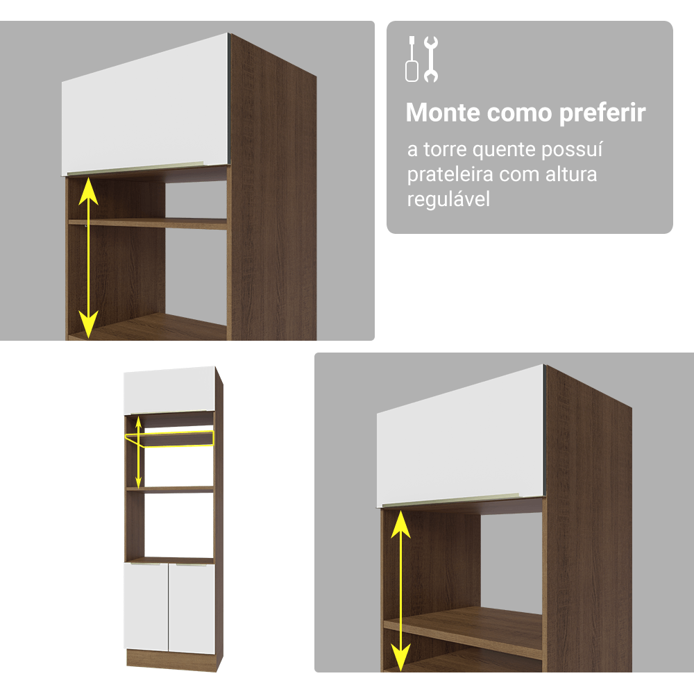 Armário de Cozinha Completa 566cm Rustic/Branco Veludo Lux Madesa 01