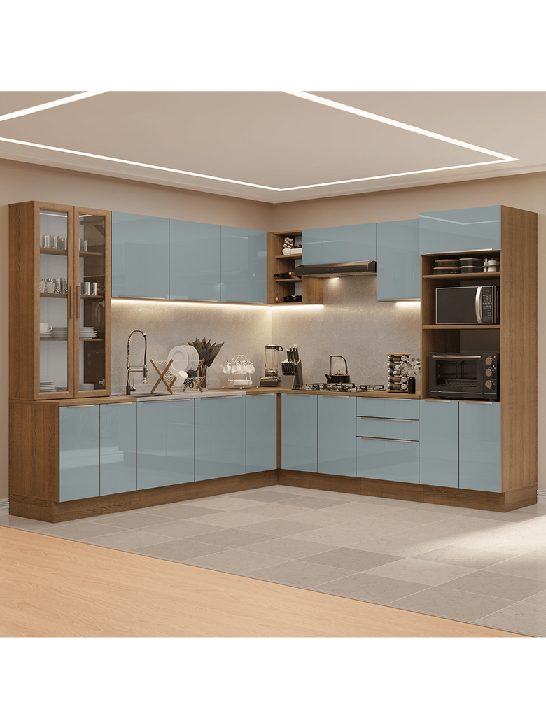 Armário de Cozinha Completa 566cm Rustic/Cinza Lux Madesa 01