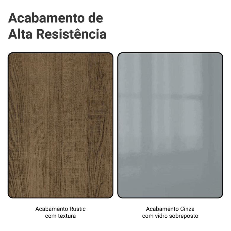 Armário de Cozinha Completa 566cm Rustic/Cinza Lux Madesa 01