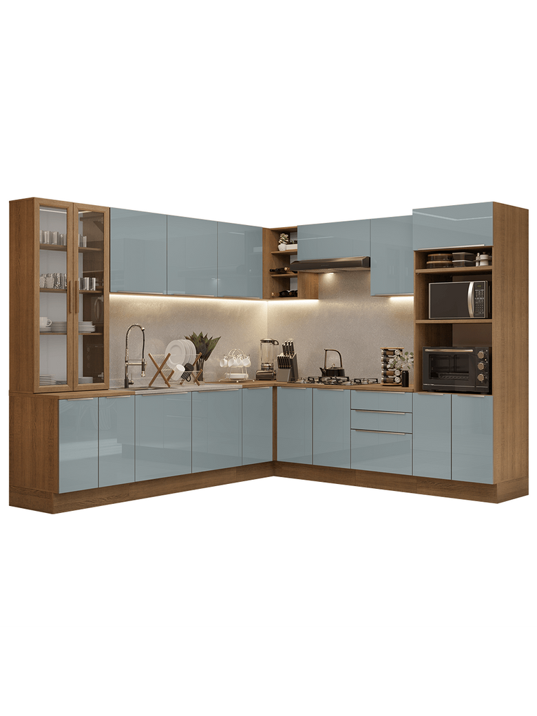Armário de Cozinha Completa 566cm Rustic/Cinza Lux Madesa 01