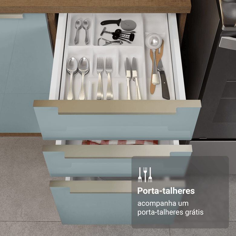 Armário de Cozinha Completa 566cm Rustic/Cinza Lux Madesa 01