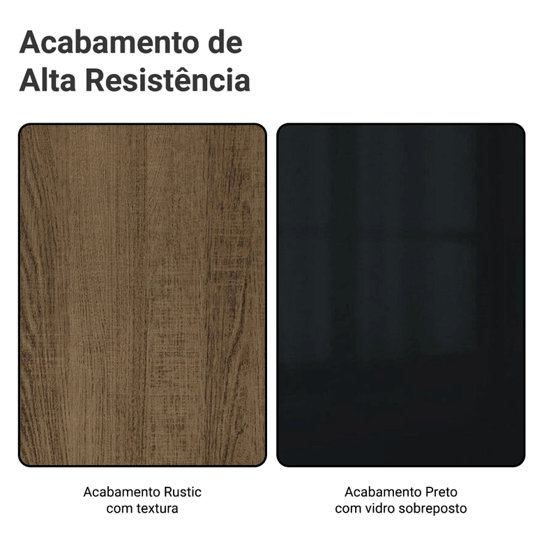 Armário de Cozinha Completa 566cm Rustic/Preto Lux Madesa 01