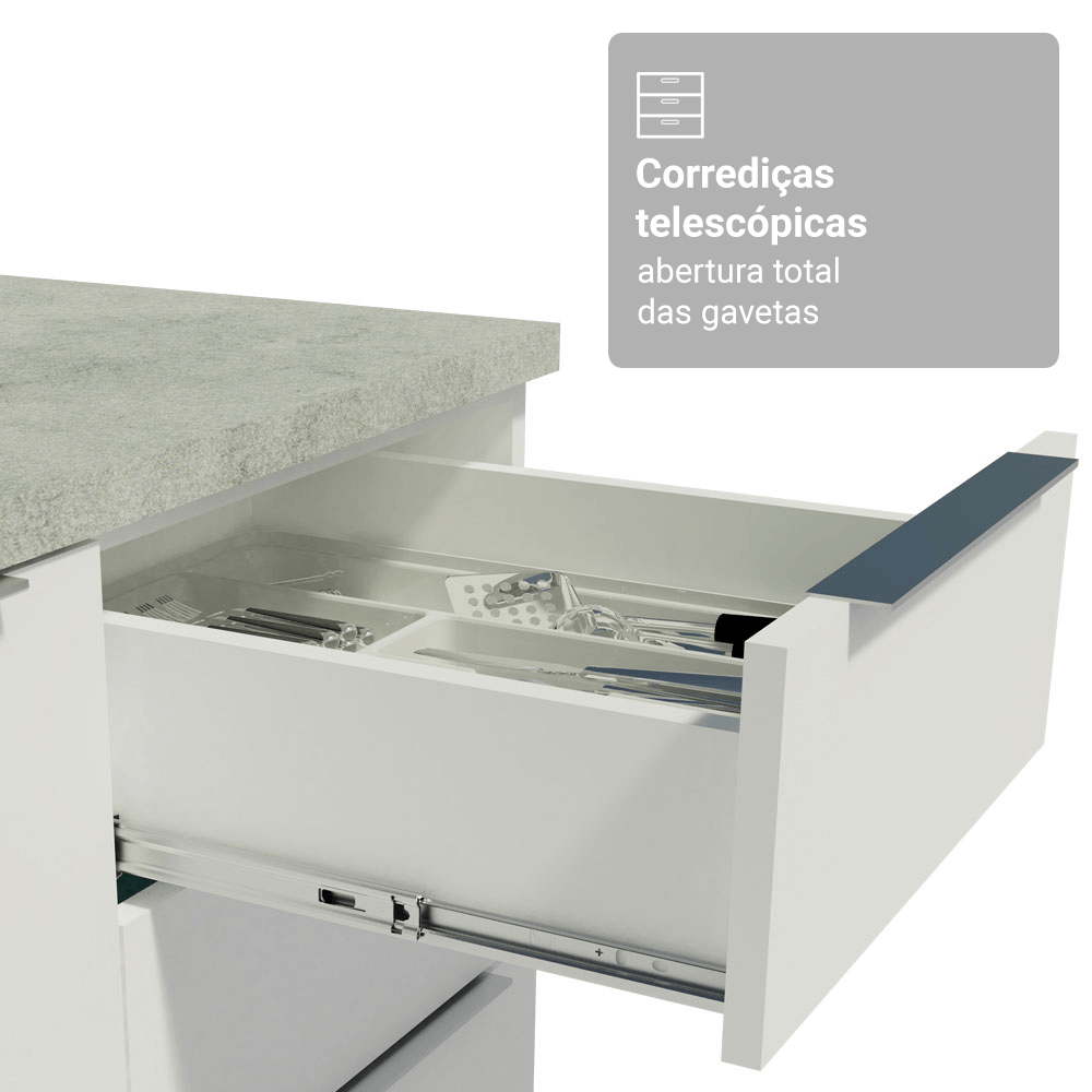 Armário de Cozinha Completa 549cm Branco Stella Madesa 01