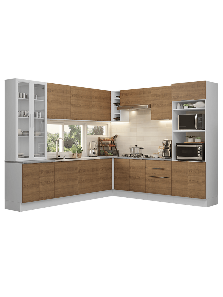 Armário de Cozinha Completa 549cm Branco/Rustic Stella Madesa 01