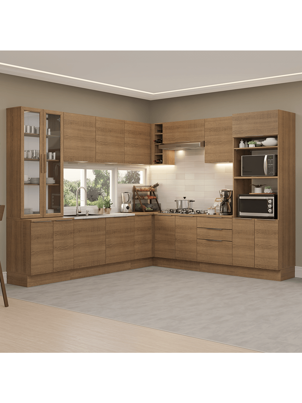 Armário de Cozinha Completa 549cm Rustic Stella Madesa 01 - Rustic