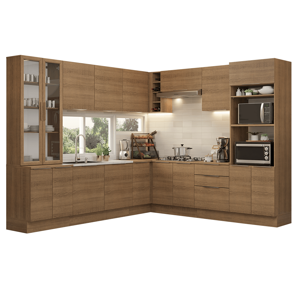 Armário de Cozinha Completa 549cm Rustic Stella Madesa 01 - Rustic