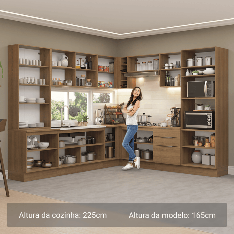 Armário de Cozinha Completa 549cm Rustic Stella Madesa 01