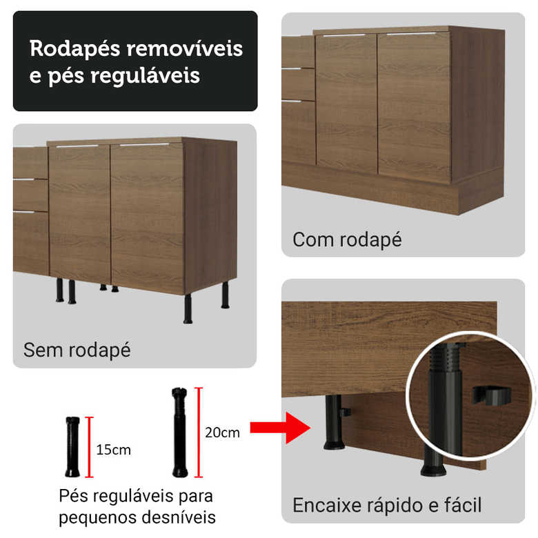 Armário de Cozinha Completa 549cm Rustic Stella Madesa 01