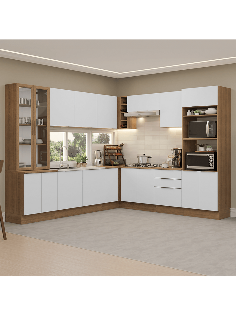 Armário de Cozinha Completa 549cm Rustic/Branco Stella Madesa 01