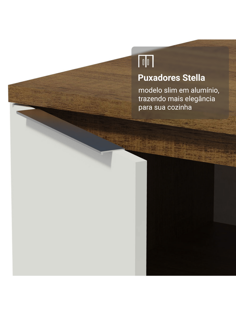 Armário de Cozinha Completa 549cm Rustic/Branco Stella Madesa 01