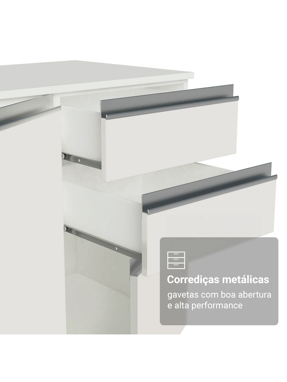 Armário de Cozinha Completa 100% MDF 310 cm Branco Smart 01
