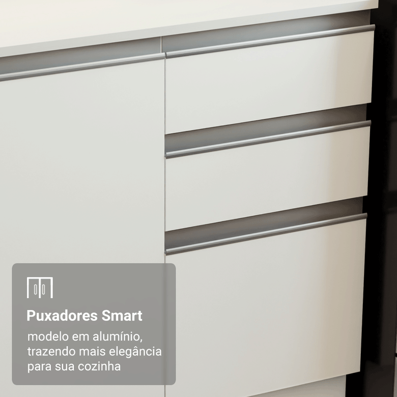 Armário de Cozinha Completa 100% MDF 310 cm Branco Smart 01 XA