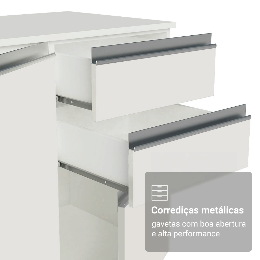 Armário de Cozinha Completa 100% MDF 310 cm Branco Smart 01 XA