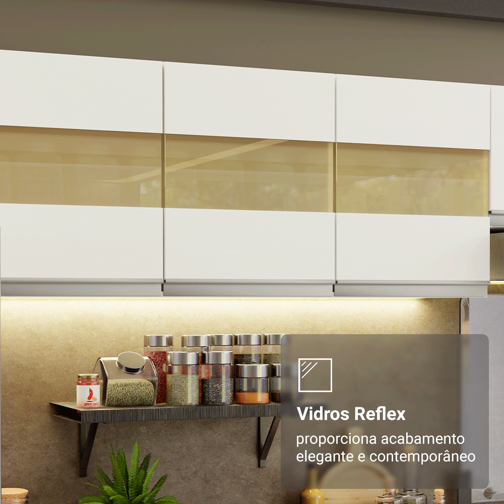 Armário de Cozinha Completa 100% MDF 310 cm Branco Smart 01 XA